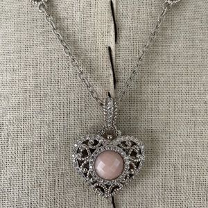 Judith Ripka Pink Opal CZ Heart Necklace